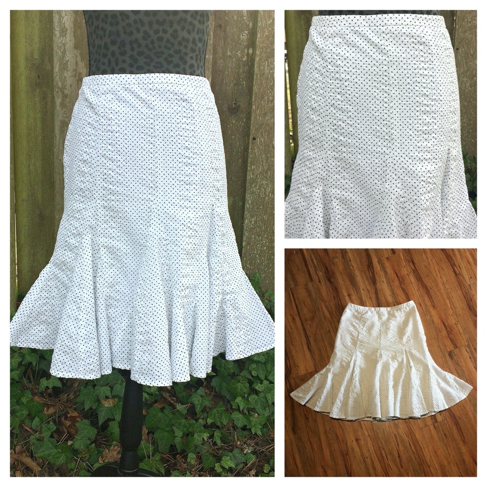 J. Crew White and Black Polka Dot Cotton Skirt - Size 2